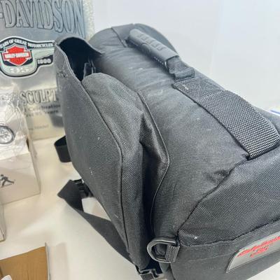 LOT 66: Harley Davidson Items - Storage Bag, History Book, Model Motorcycles