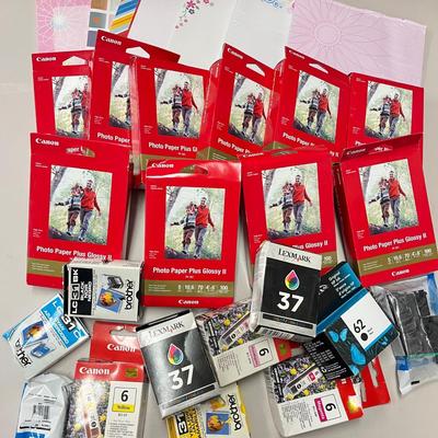 LOT 74: Assorted Printer Ink Cartridges and Paper
