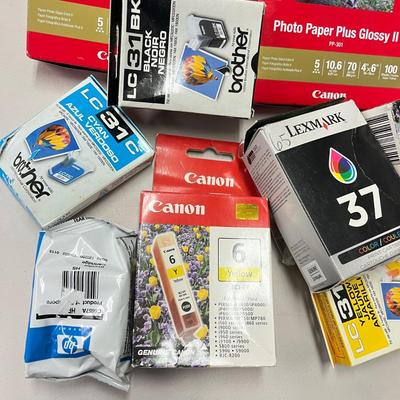 LOT 74: Assorted Printer Ink Cartridges and Paper