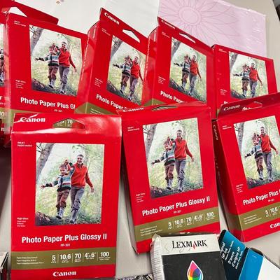 LOT 74: Assorted Printer Ink Cartridges and Paper