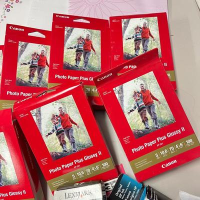 LOT 74: Assorted Printer Ink Cartridges and Paper