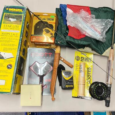 LOT 79: Hunting, Fishing, Outdoors Collection - Fly Fishing Rod and Reel, Tent and More