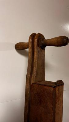 ANTIQUE WOODED HAND HELD CORN SEED PLANTER