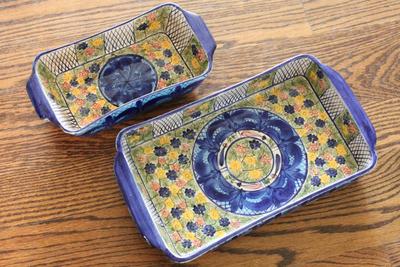Sale Photo Thumbnail #4: Vibrant ceramic trays with intricate patterns perfect for serving or display