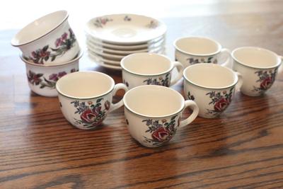 Sale Photo Thumbnail #6: set of 6 vintage cups, six saucers, two small dishes. classic charm
