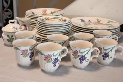Sale Photo Thumbnail #7: Complete Vintage set with multiple cups, saucers, plates, serving dishes and cream and sugar