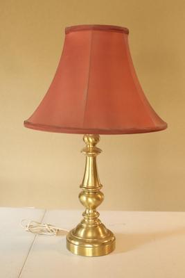 Sale Photo Thumbnail #13: Vintage Brass Table lamp with red shade