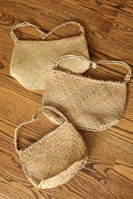 Sale Photo Thumbnail #14: 3 Handwoven Woven straw baskets - for wall decor or storage. Varying sizes