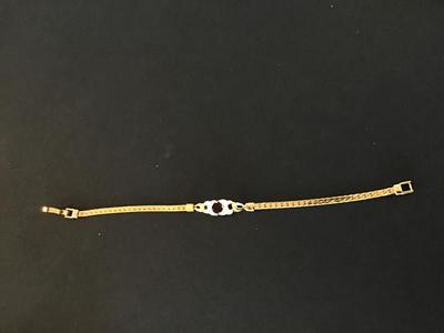 Gold Plated Garnet Two Tone Vintage Bracelet