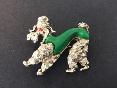 Vintage Dancing Poodle Jelly Belly Lucite Brooch