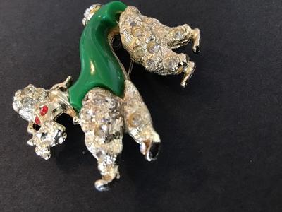 Vintage Dancing Poodle Jelly Belly Lucite Brooch