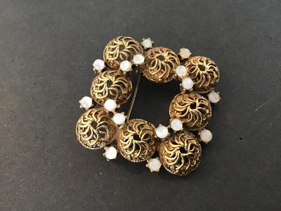 Square Filagree Vintage Brooch