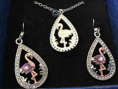 Flamingo Rhinestone Set. New in Box