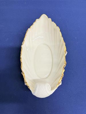 Lenox Acanthus Leaf Bowl in ivory porcelain with 24k gold trim