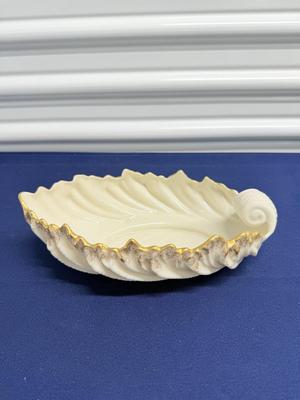 Lenox Acanthus Leaf Bowl in ivory porcelain with 24k gold trim