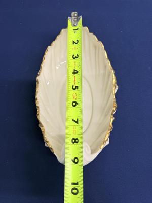 Lenox Acanthus Leaf Bowl in ivory porcelain with 24k gold trim