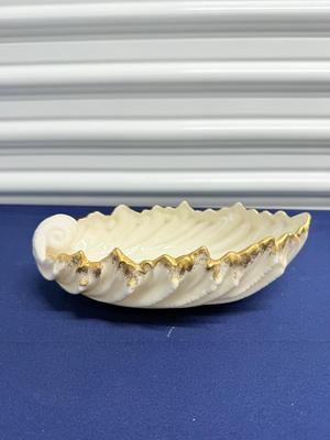 Lenox Acanthus Leaf Bowl in ivory porcelain with 24k gold trim