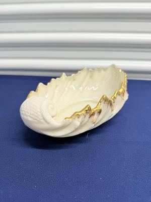 Lenox Acanthus Leaf Bowl in ivory porcelain with 24k gold trim