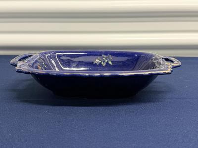 Vintage cobalt blue floral dish, made in Japan.