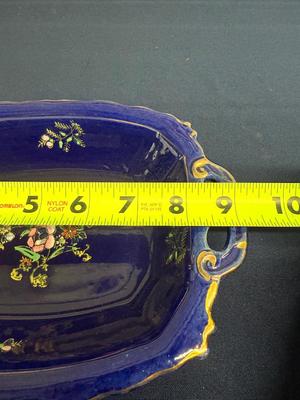 Vintage cobalt blue floral dish, made in Japan.