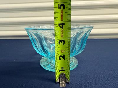 Anchor Hocking Fairfield light blue pressed glass pedestal candy dish