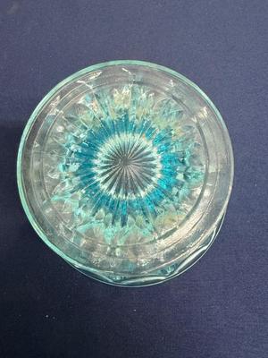 Anchor Hocking Fairfield light blue pressed glass pedestal candy dish
