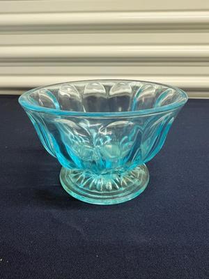 Anchor Hocking Fairfield light blue pressed glass pedestal candy dish