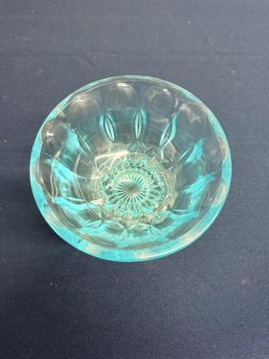 Anchor Hocking Fairfield light blue pressed glass pedestal candy dish
