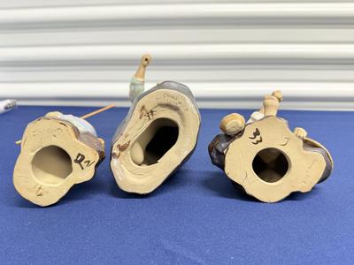 Vintage Chinese Shiwan mudman fisherman figurines