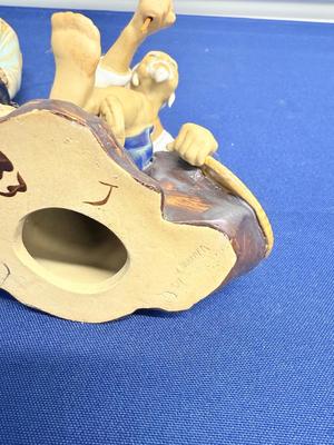 Vintage Chinese Shiwan mudman fisherman figurines