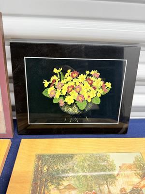 Vintage Mid-Century Pyraglass Wall Art Prints – European Market & Harbor Scenes (Lot)