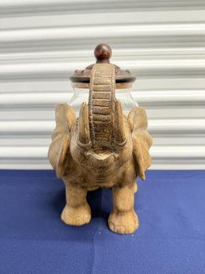 Decorative Elephant Glass Canister with Lid – Vintage Style Tabletop Décor