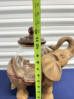 Decorative Elephant Glass Canister with Lid – Vintage Style Tabletop Décor