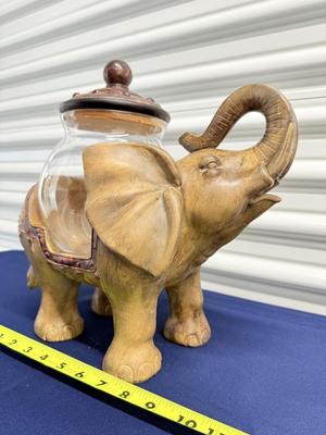 Decorative Elephant Glass Canister with Lid – Vintage Style Tabletop Décor