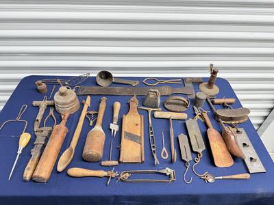 Large lot of Antique & Vintage Tools Wood & Metal