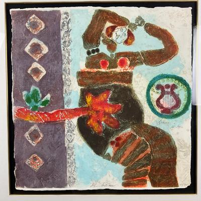 640 Limited Edition Colored Etching By Théo Tobiasse "Femme à La Lyre" #32/75