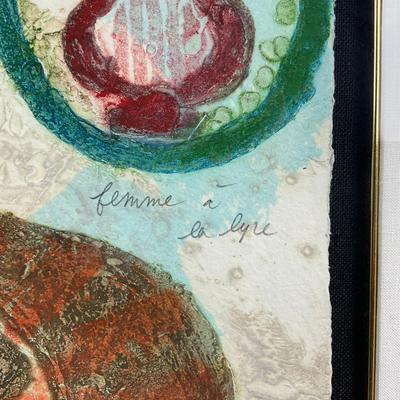 640 Limited Edition Colored Etching By Théo Tobiasse "Femme à La Lyre" #32/75