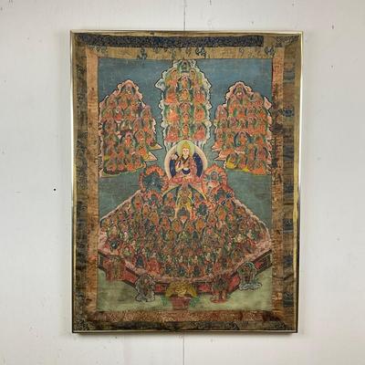 641 Antique Tibetan Buddhist Thangka Assembly of Buddhas and Deities Late 19th–Early 20th Century