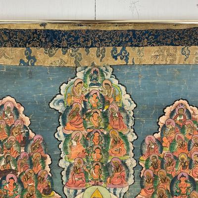 641 Antique Tibetan Buddhist Thangka Assembly of Buddhas and Deities Late 19th–Early 20th Century