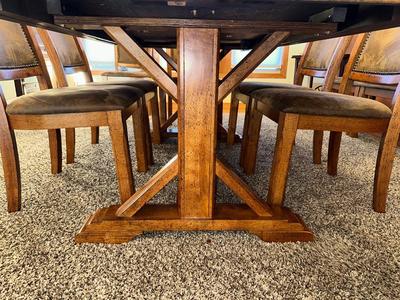 STUNNING MANDARA SOLID WOOD DINING TABLE WITH 10 CHAIRS, EXCELLENT CONDITION!