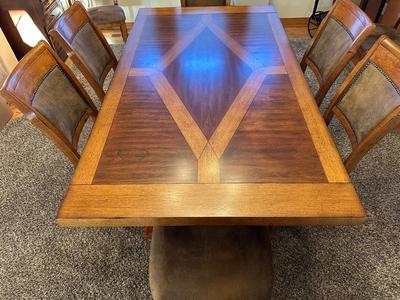 STUNNING MANDARA SOLID WOOD DINING TABLE WITH 10 CHAIRS, EXCELLENT CONDITION!