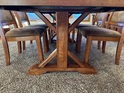 STUNNING MANDARA SOLID WOOD DINING TABLE WITH 10 CHAIRS, EXCELLENT CONDITION!