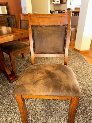 STUNNING MANDARA SOLID WOOD DINING TABLE WITH 10 CHAIRS, EXCELLENT CONDITION!