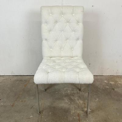 650 Set of Six Modern Style Upholstered Button Tufted Dining Chairs With Stainless Steel Legs