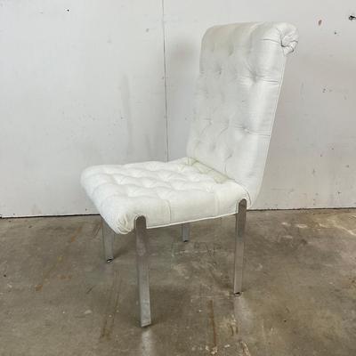 650 Set of Six Modern Style Upholstered Button Tufted Dining Chairs With Stainless Steel Legs