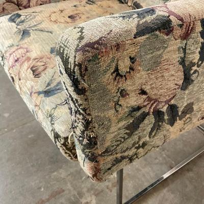 651 Mid Century Modern Floral Fabric Upholstered Arm Chairs