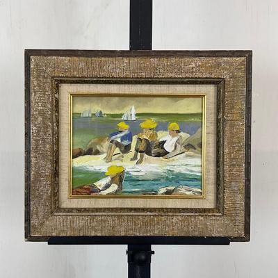 654 Original Oil On Canvas Beach Scene