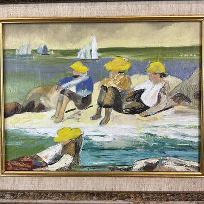 654 Original Oil On Canvas Beach Scene