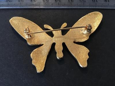 Enamel Rhinestone Butterfly Brooch. Mid