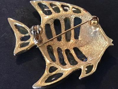 Stained Glass Like Vintage Fish Brooch